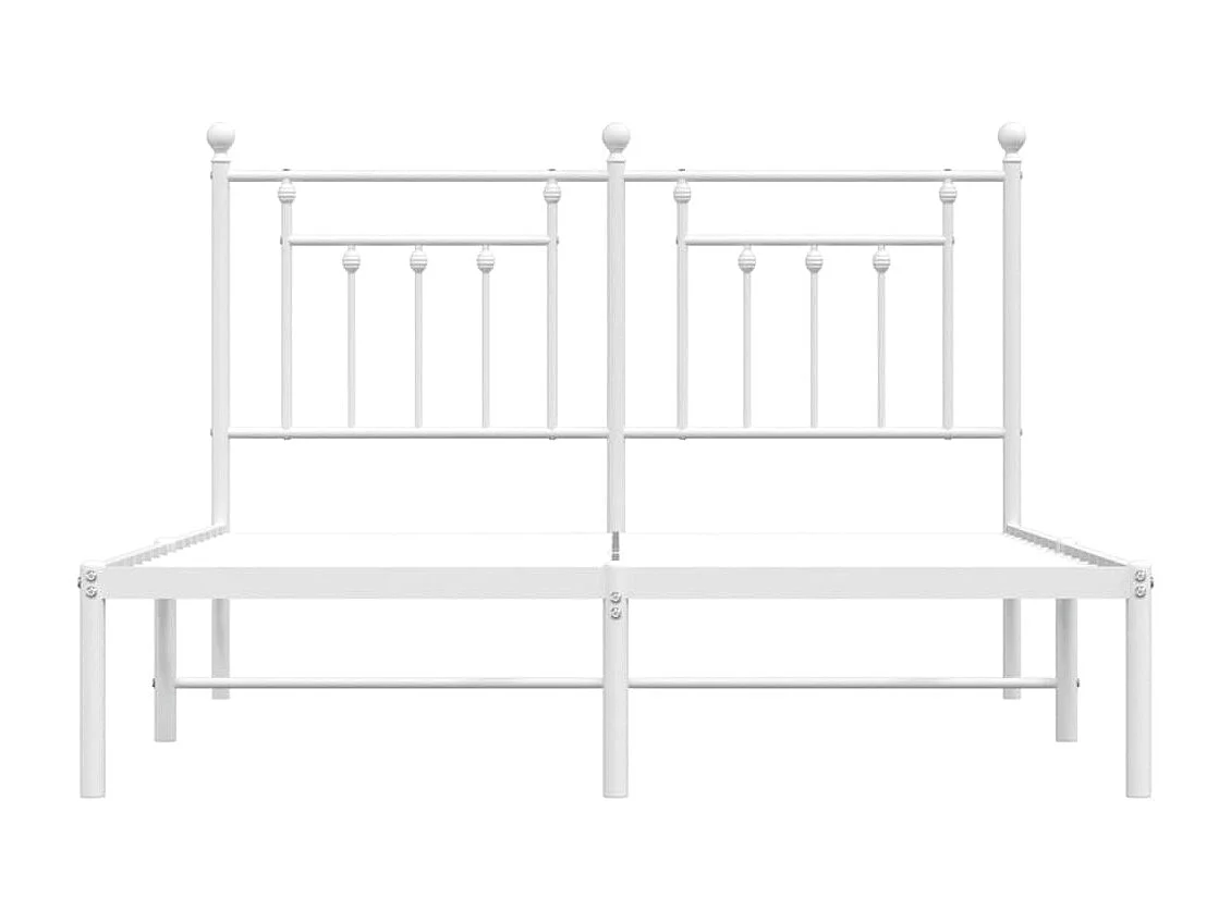 Lit double | Lit adulte | Cadre de lit métal et tête de lit blanc 140x190 cm