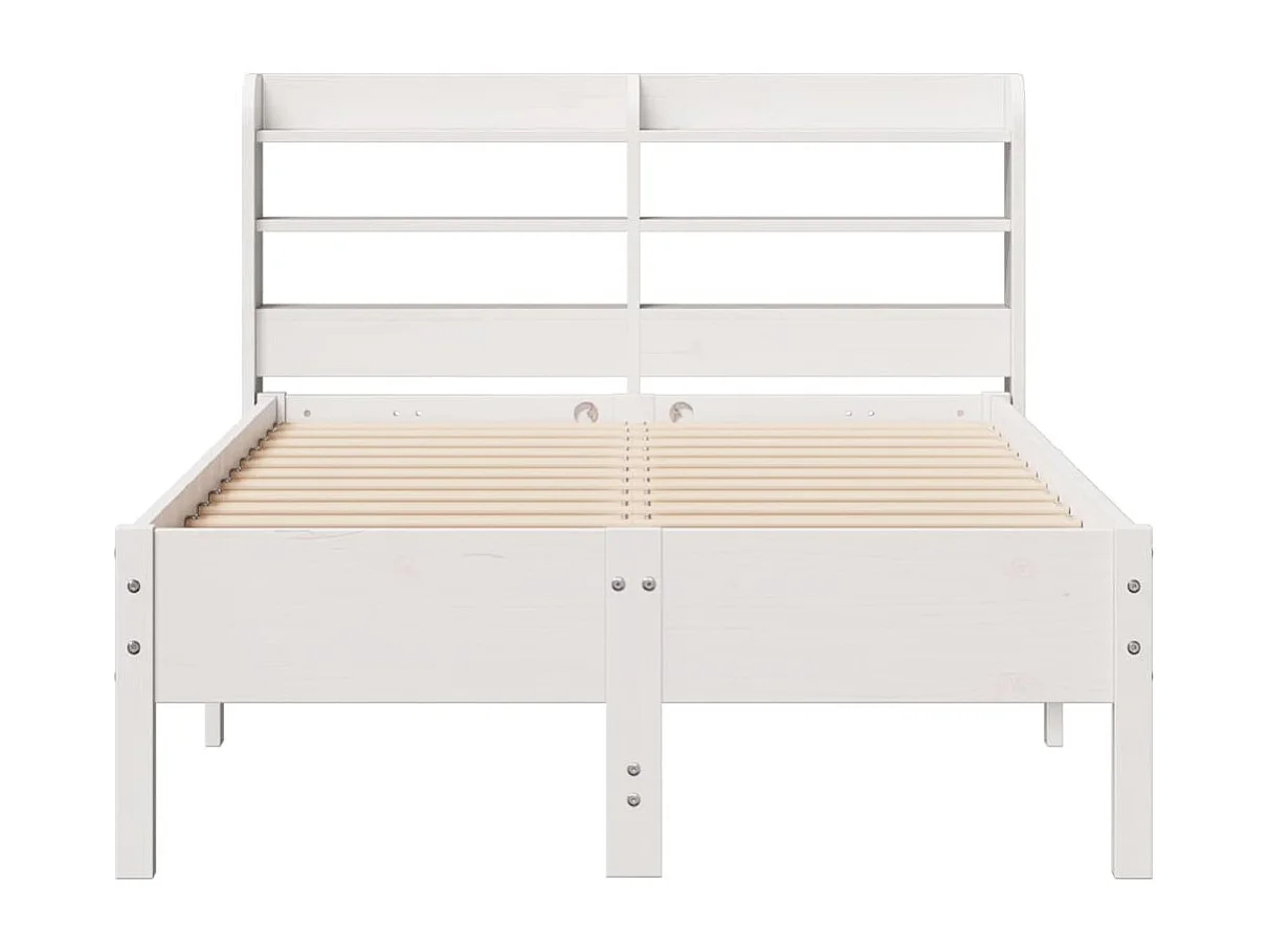 Letto singolo | Giroletto | Letto senza Materasso Bianco 120x190 cm Legno Massello di Pino