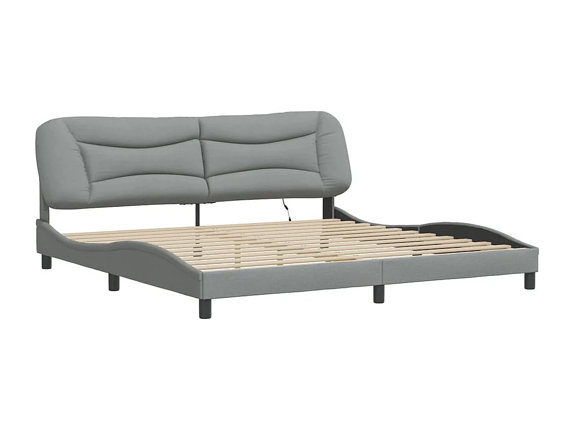 Lit double | Lit adulte | Cadre de lit avec LED gris clair 200x200 cm tissu