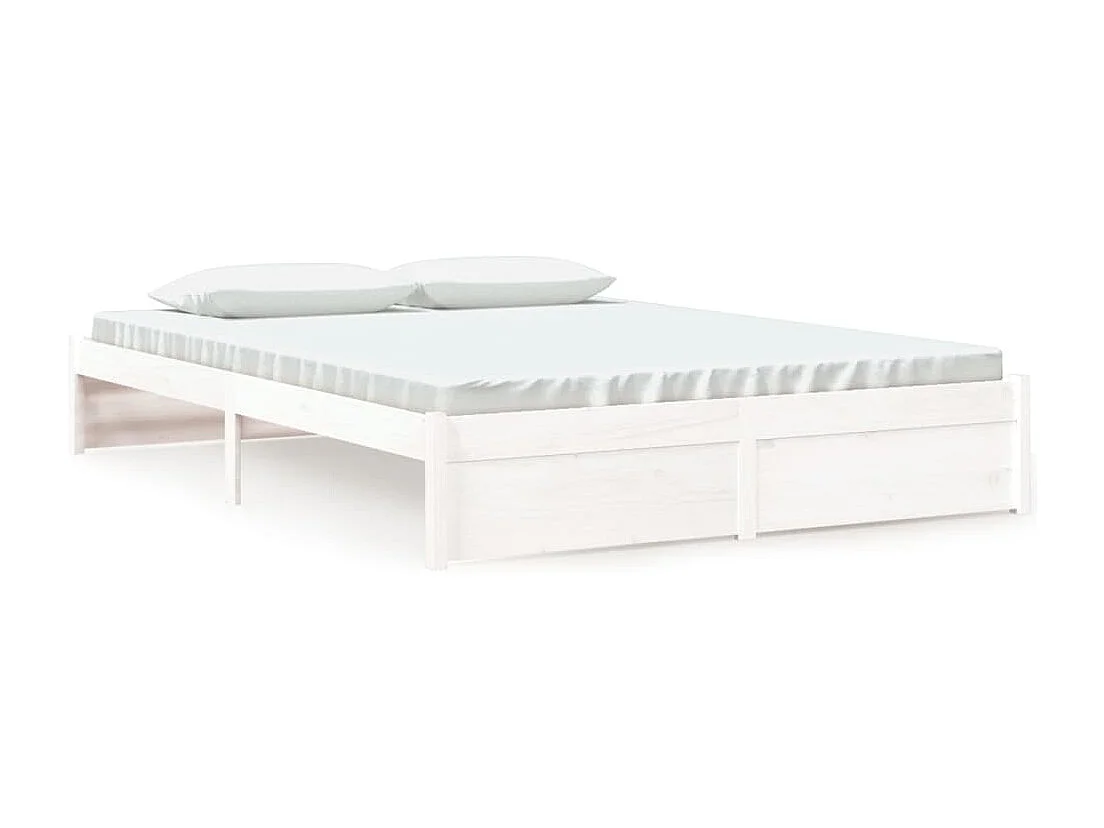 Lit double | Lit adulte | Cadre de lit blanc bois massif 160x200 cm