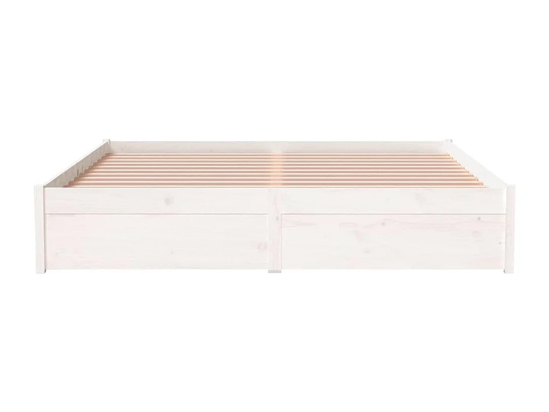 Lit double | Lit adulte | Cadre de lit blanc bois massif 160x200 cm