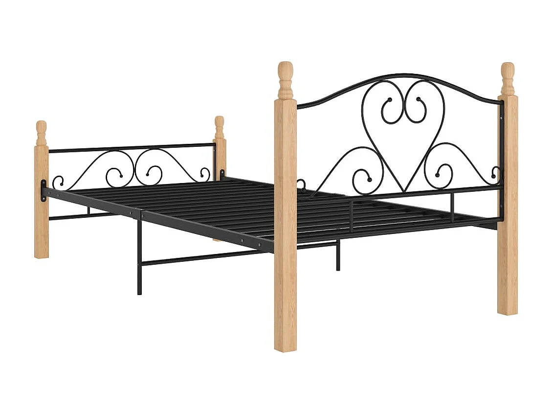 Lit simple | Lit adulte, enfant | Cadre de lit noir métal 100x200 cm