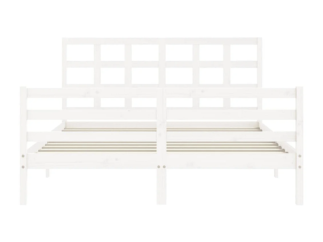Lit double | Lit adulte | Cadre de lit blanc 160x200 cm bois massif