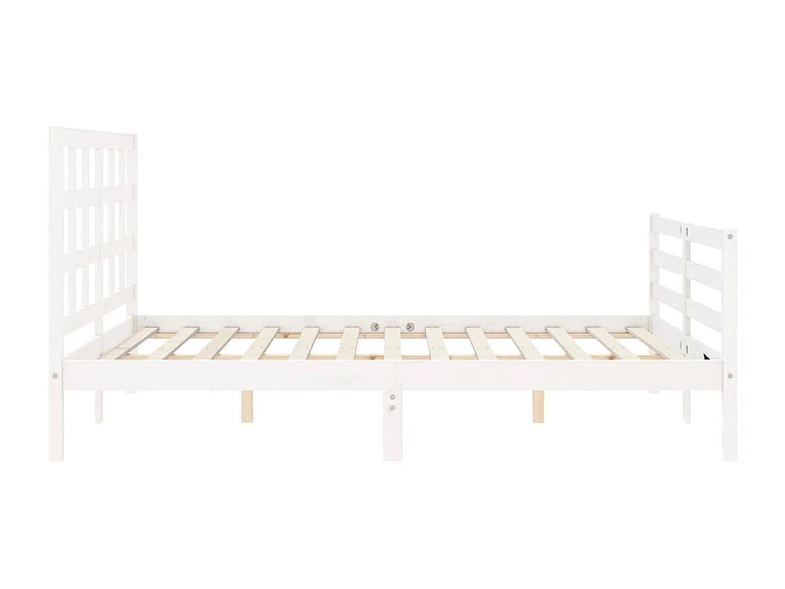 Lit double | Lit adulte | Cadre de lit blanc 160x200 cm bois massif
