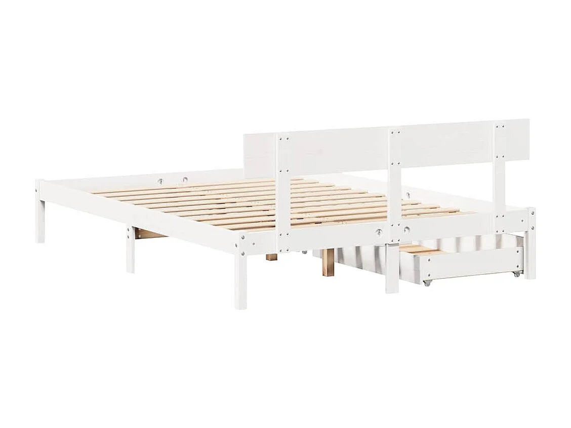 Lit simple | Lit adulte, enfant | Cadre de lit blanc 120x200 cm bois de pin massif