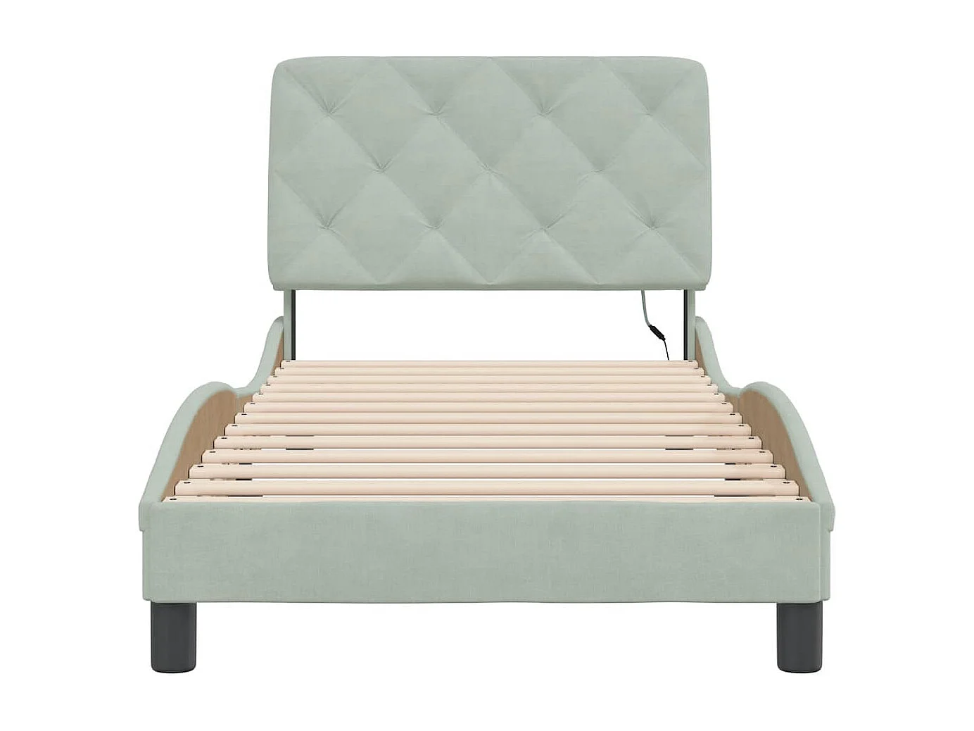 Lit simple | Lit adulte, enfant | Cadre de lit avec LED gris clair 80x200 cm velours