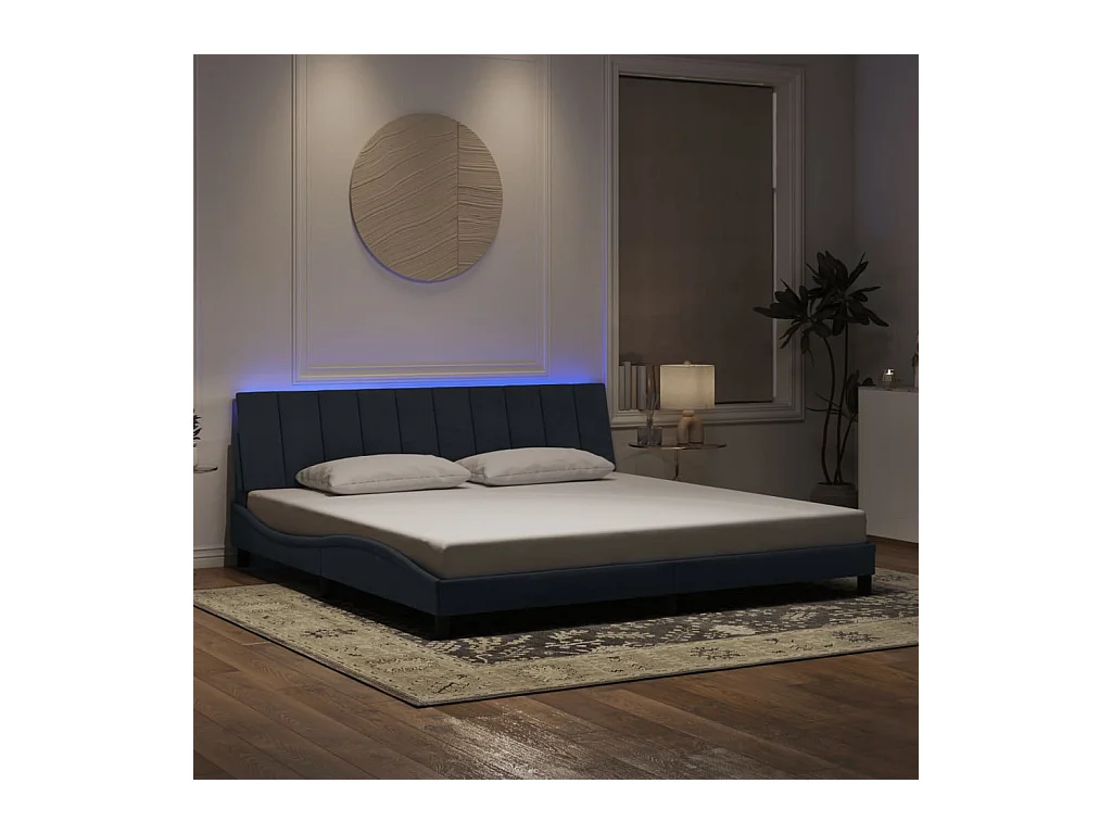 Letto per adulti | Letto matrimoniale | Giroletto con LED senza Materasso Hanko Grigio Scuro 200x200 cm in Velluto