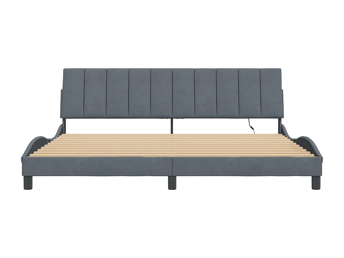 Lit double | Lit adulte | Cadre de lit avec lumières LED gris foncé 200x200 cm velours