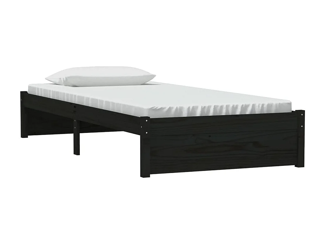 Lit simple | Lit adulte, enfant | Cadre de lit noir bois massif 90x190 cm