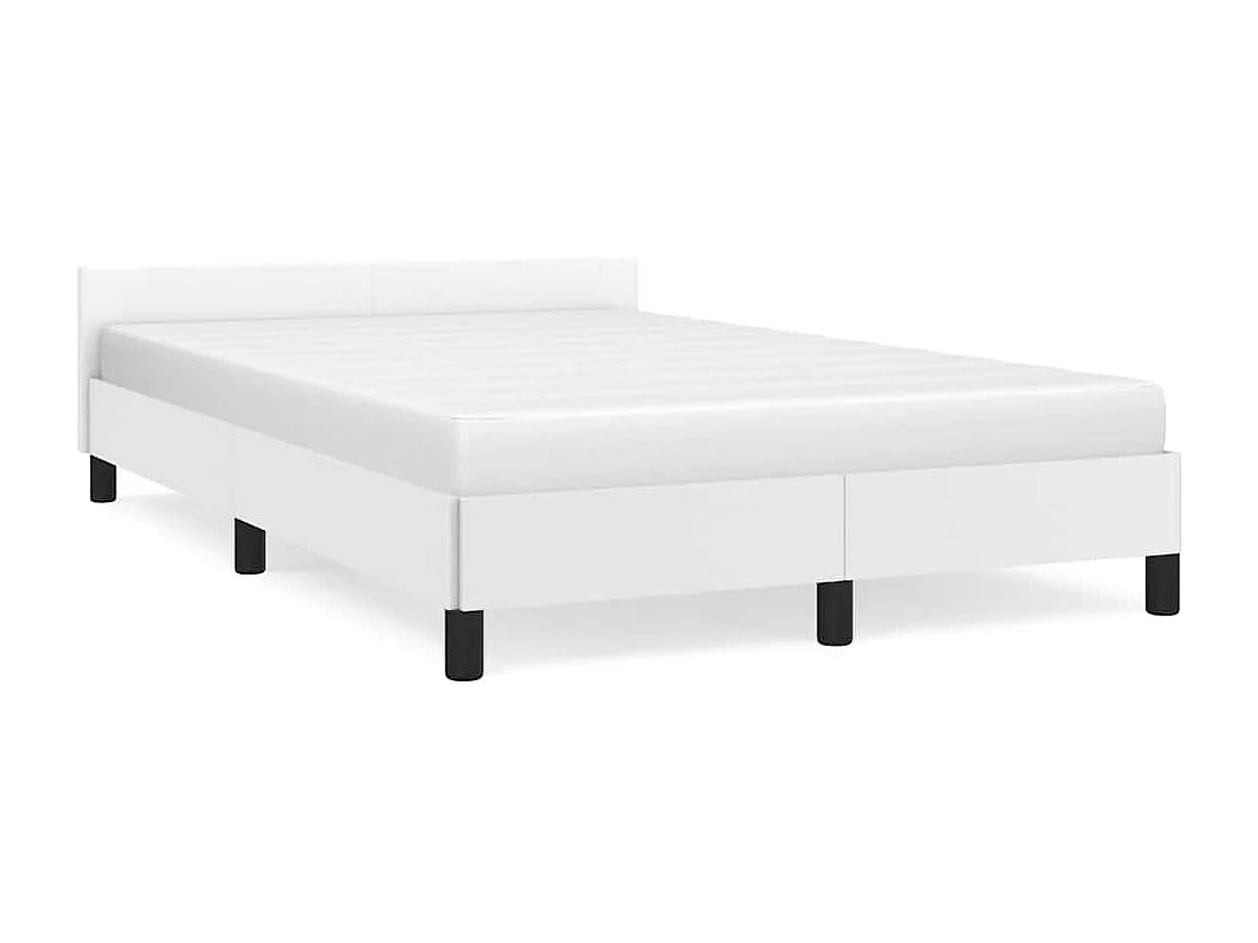 Lit simple | Lit adulte, enfant | Cadre de lit avec tête de lit blanc 120x200 cm