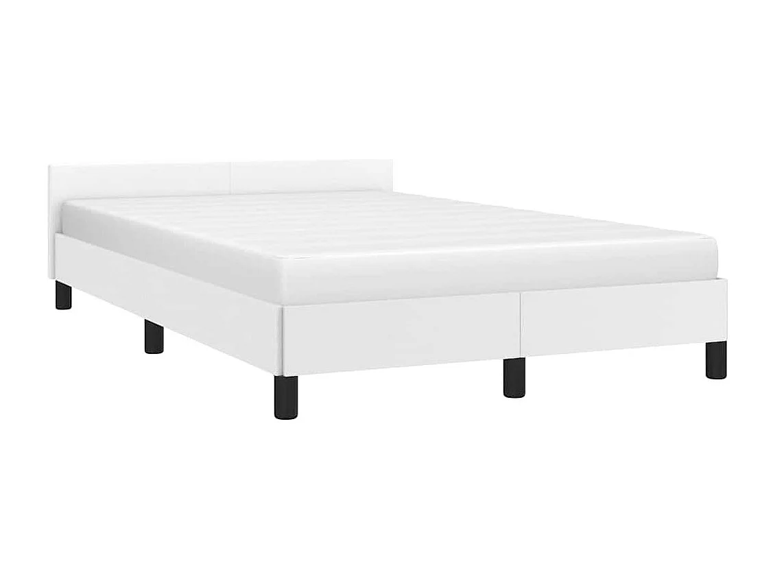 Lit simple | Lit adulte, enfant | Cadre de lit avec tête de lit blanc 120x200 cm