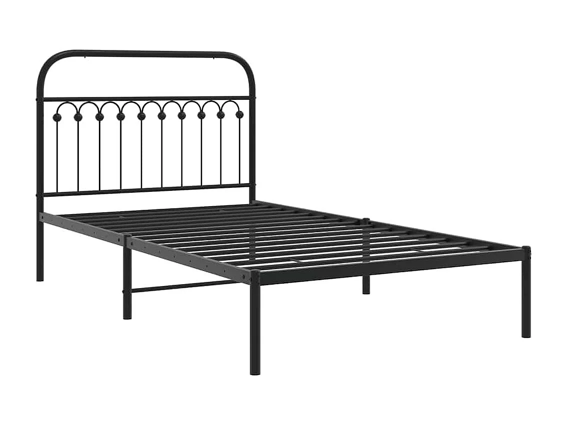 Lit simple | Lit adulte, enfant | Cadre de lit métal avec tête de lit noir 107x203cm