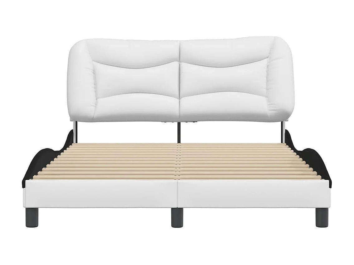 Lit simple | Lit adulte, enfant | Cadre de lit blanc et noir 120x200 cm similicuir
