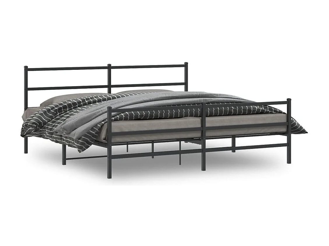Lit double | Lit adulte | Cadre de lit métal avec pied de lit noir 183x213cm