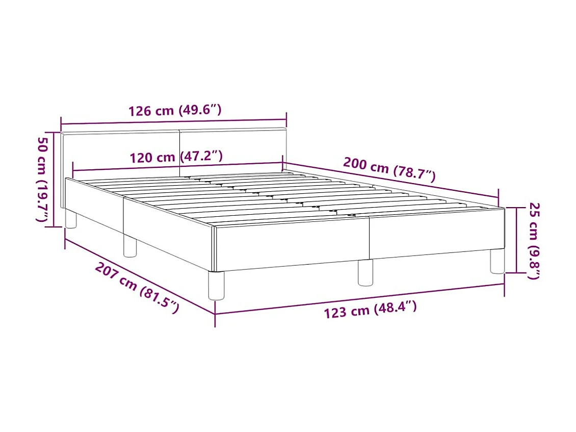 Lit simple | Lit adulte, enfant | Cadre de lit avec tête de lit noir 120x200 cm