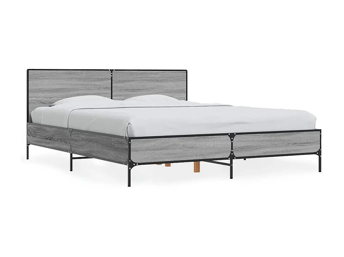 Lit double | Lit adulte | Cadre de lit sonoma gris 150x200 cm