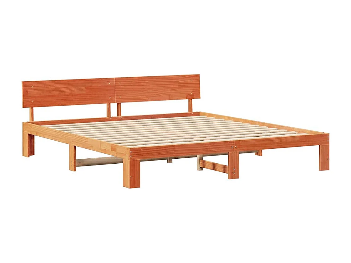 Bedframe | Tweepersoonsbed Wasbruin 200x200 cm Massief grenenhout