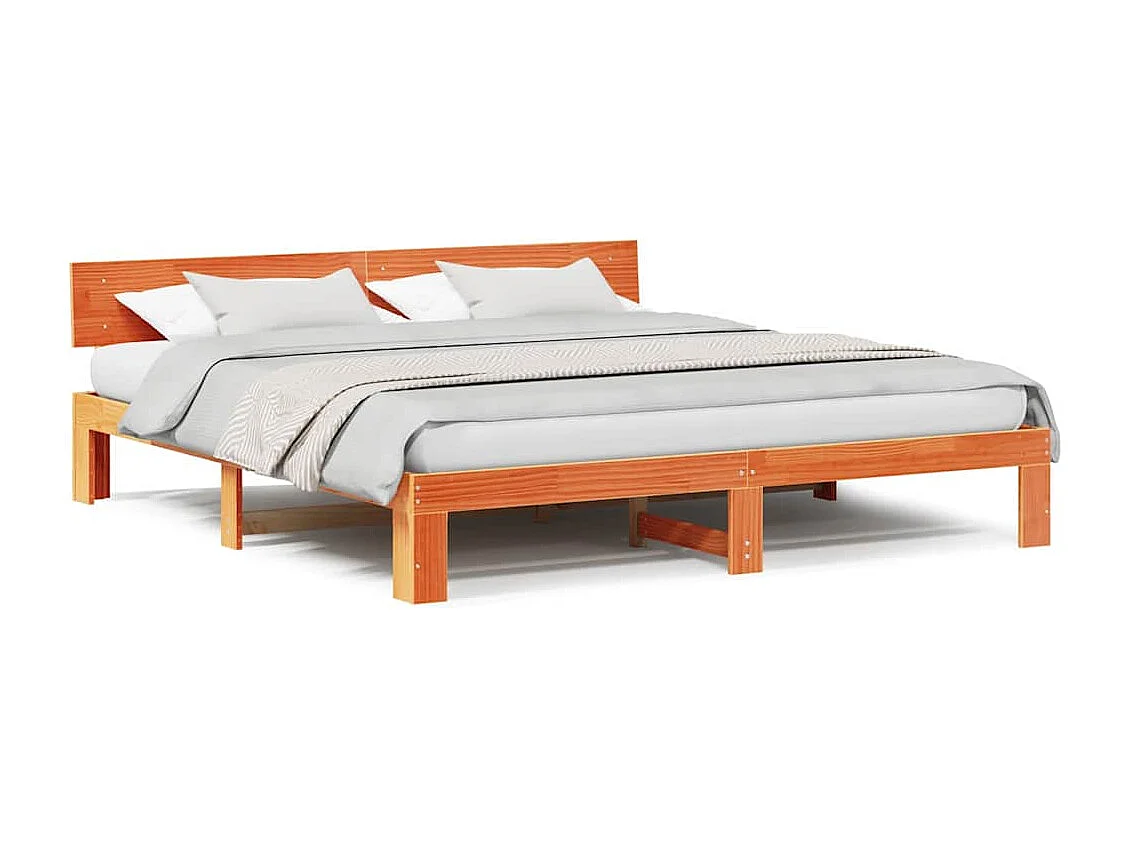 Bedframe | Tweepersoonsbed Wasbruin 200x200 cm Massief grenenhout