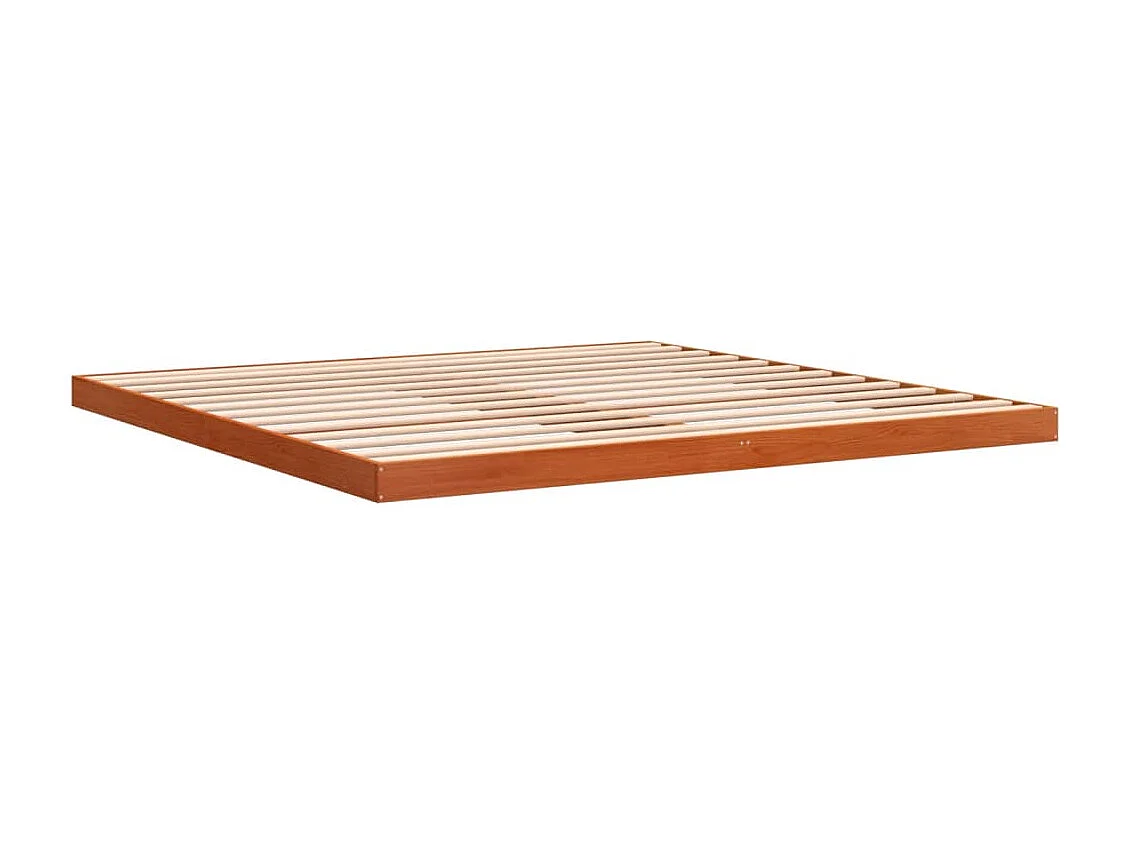 Lit double | Lit adulte | Cadre de lit cire marron 200x200cm bois pin massif
