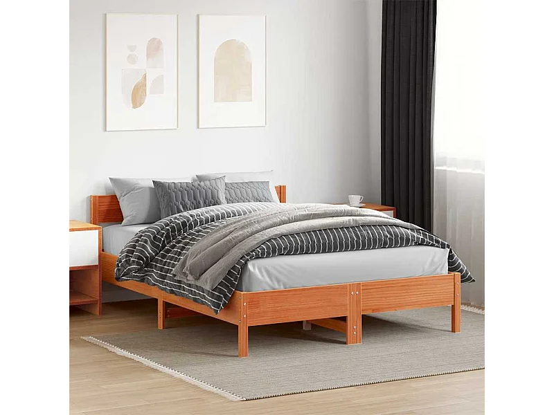 Lit double | Lit adulte | Cadre de lit cire marron 140x200cm bois pin massif