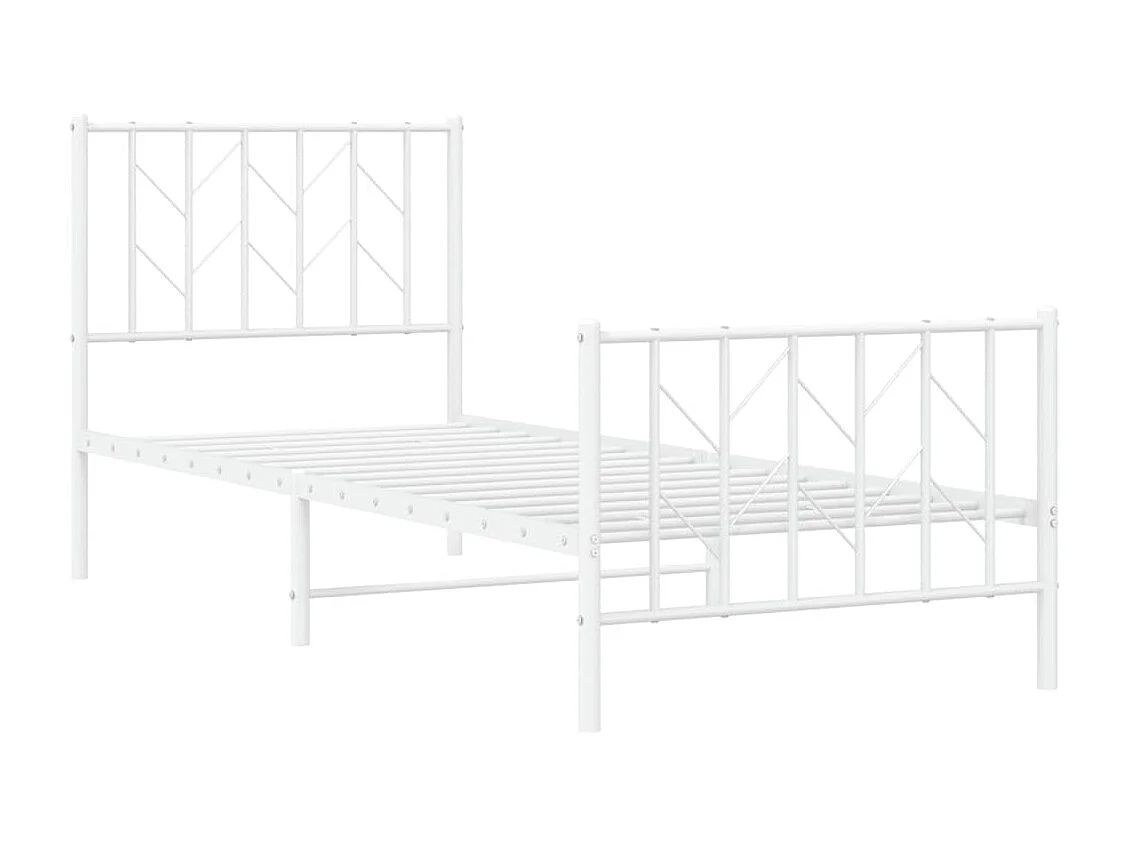 Lit simple | Lit adulte, enfant | Cadre de lit métal avec pied de lit blanc 80x200cm