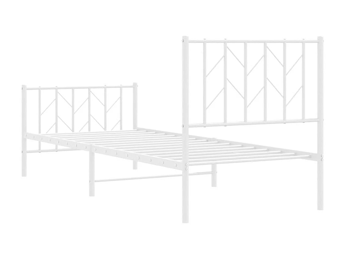 Lit simple | Lit adulte, enfant | Cadre de lit métal avec pied de lit blanc 80x200cm