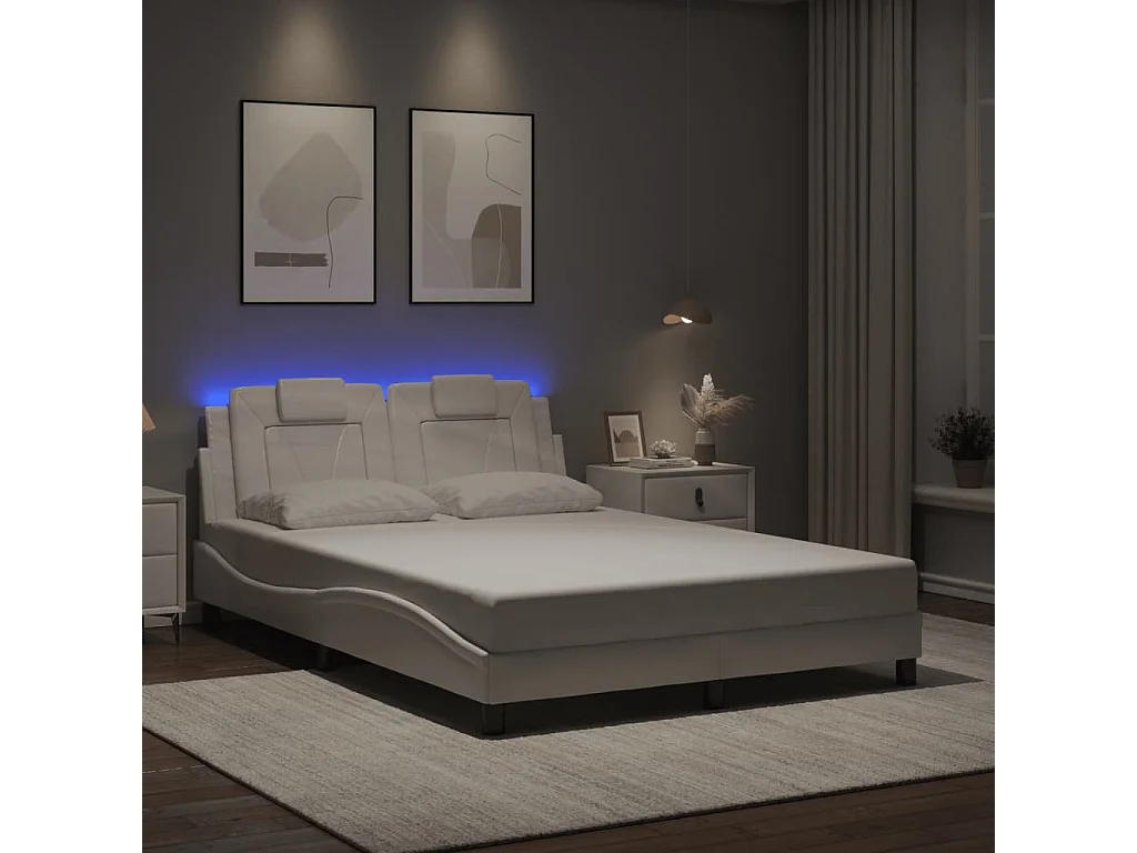 Bedframe | Eenpersoonsbed "Viana" met LED zonder matras wit 120x200 cm