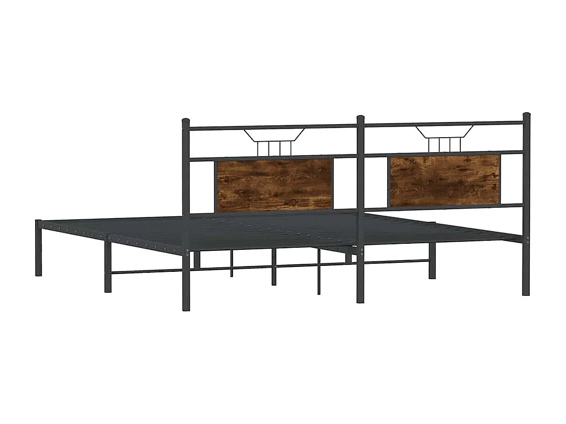 Letto per adulti | Letto matrimoniale | Giroletto senza Materasso Rovere Fumo 183x203 cm in Truciolato