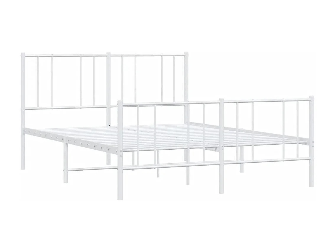 Lit simple | Lit adulte, enfant | Cadre de lit métal et pied de lit blanc 120x190 cm