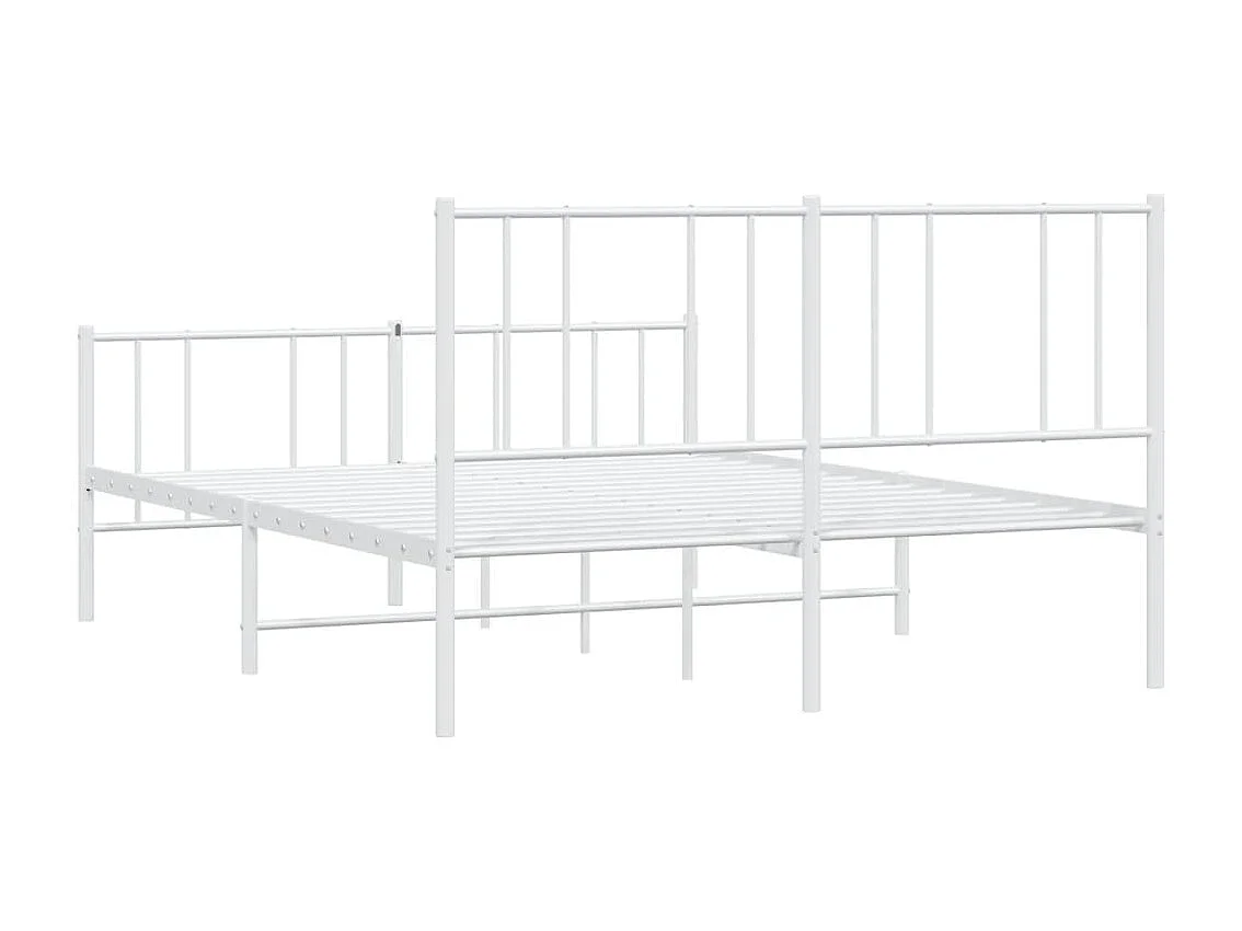 Lit simple | Lit adulte, enfant | Cadre de lit métal et pied de lit blanc 120x190 cm