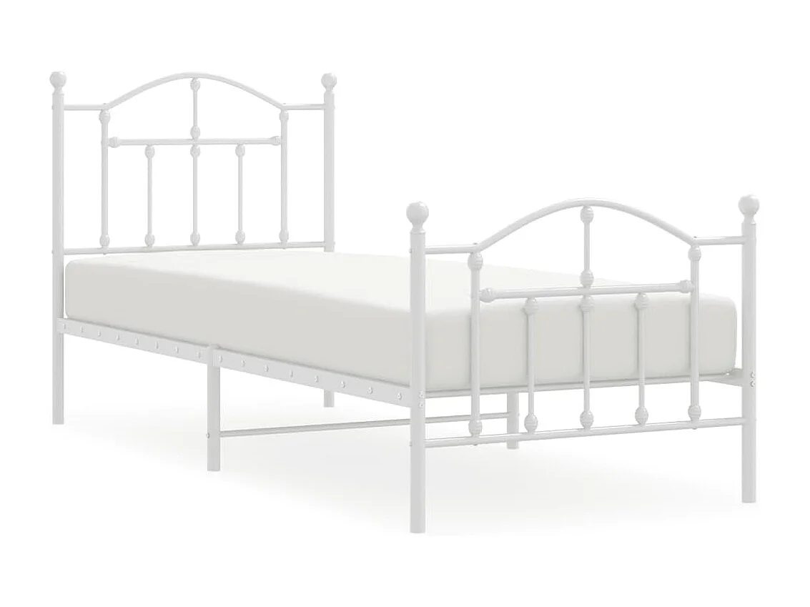 Lit simple | Lit adulte, enfant | Cadre de lit métal avec pied de lit blanc 90x190cm