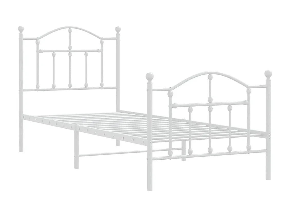 Lit simple | Lit adulte, enfant | Cadre de lit métal avec pied de lit blanc 90x190cm