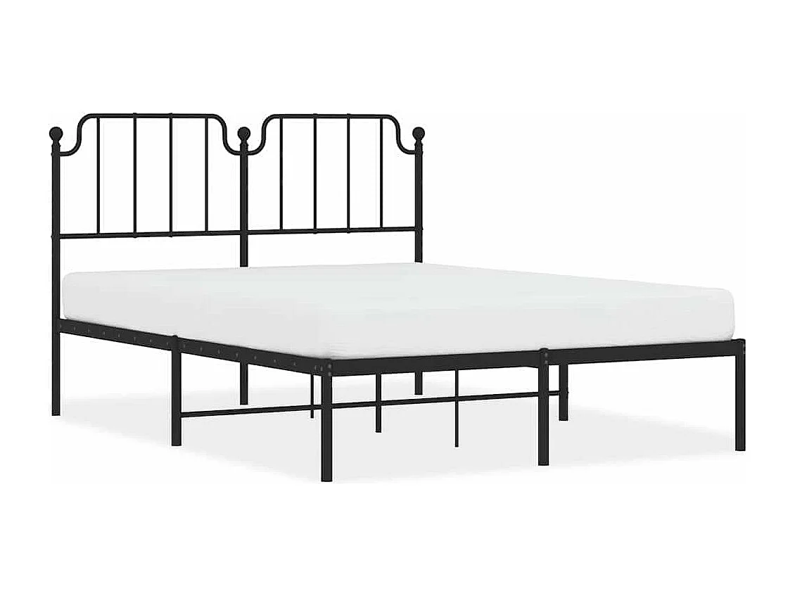 Lit double | Lit adulte | Cadre de lit métal avec tête de lit noir 135x190cm