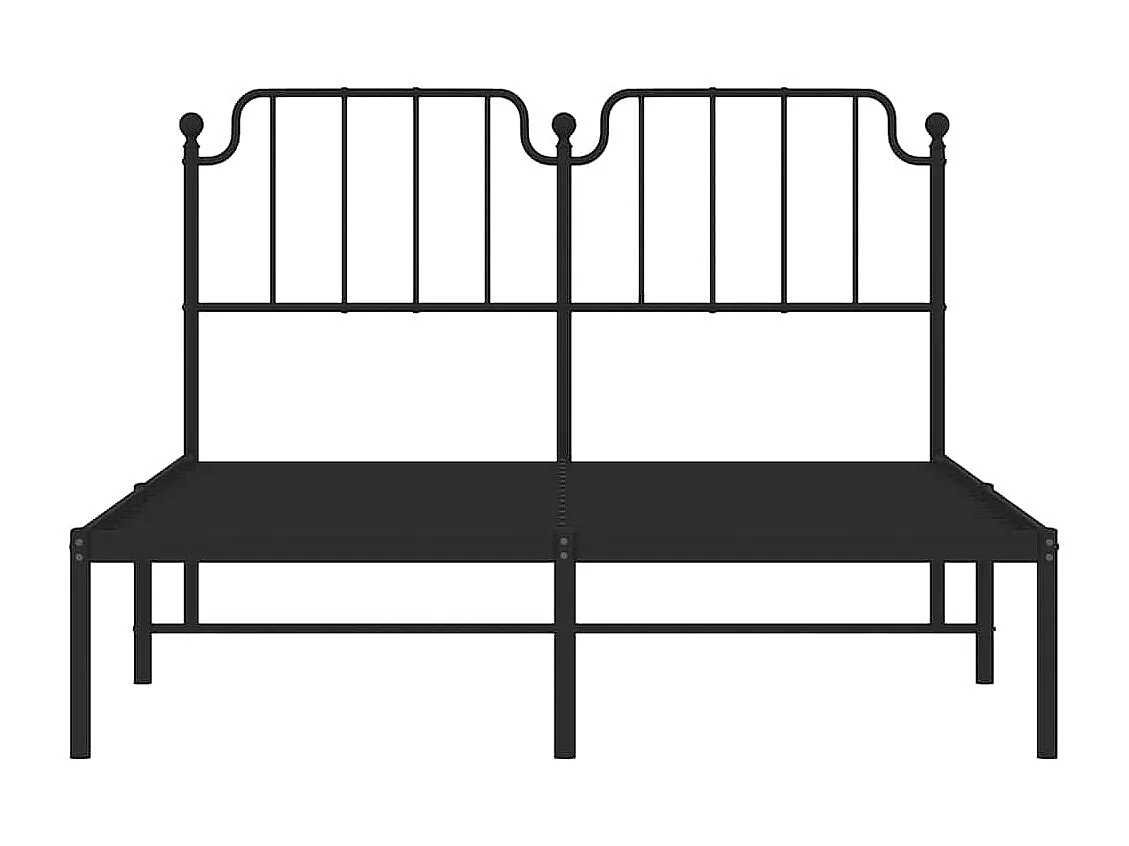Lit double | Lit adulte | Cadre de lit métal avec tête de lit noir 135x190cm