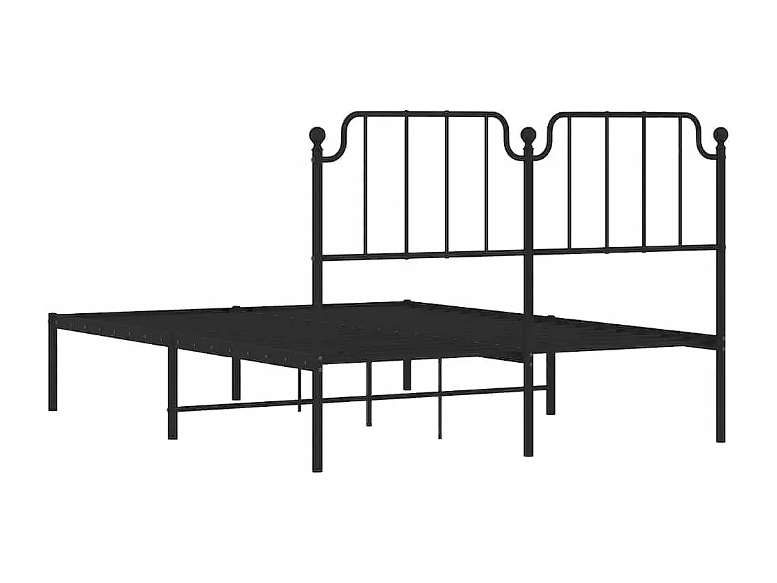 Lit double | Lit adulte | Cadre de lit métal avec tête de lit noir 135x190cm
