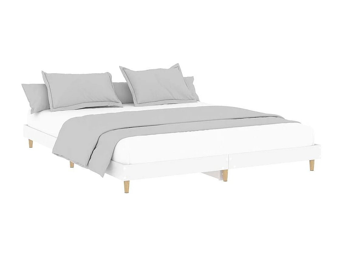 Lit simple | Lit adulte, enfant | Cadre de lit blanc 120x200 cm bois ingénierie