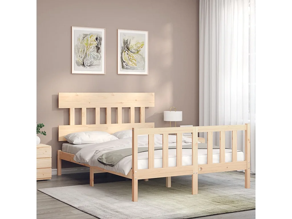 Lit simple | Lit adulte, enfant | Cadre de lit bois de pin massif 120x190 cm