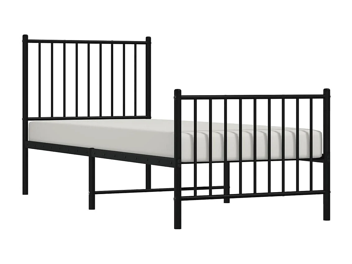 Lit simple | Lit adulte, enfant | Cadre de lit métal avec pied de lit noir 80x200 cm
