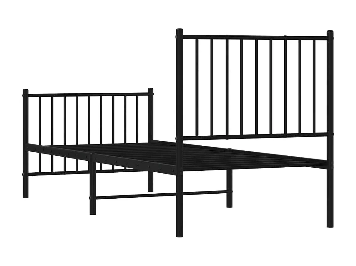 Lit simple | Lit adulte, enfant | Cadre de lit métal avec pied de lit noir 80x200 cm