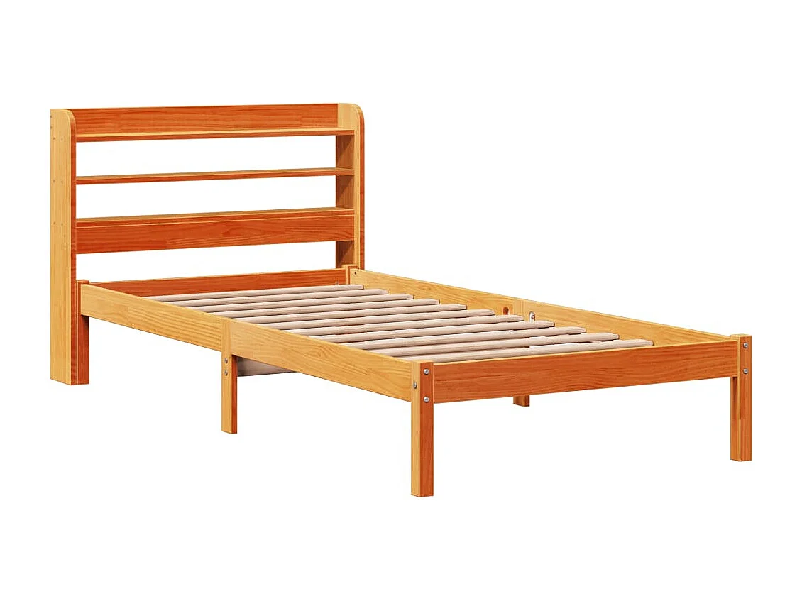 Lit simple | Lit adulte, enfant | Cadre de lit et tête de lit cire marron 100x200 cm