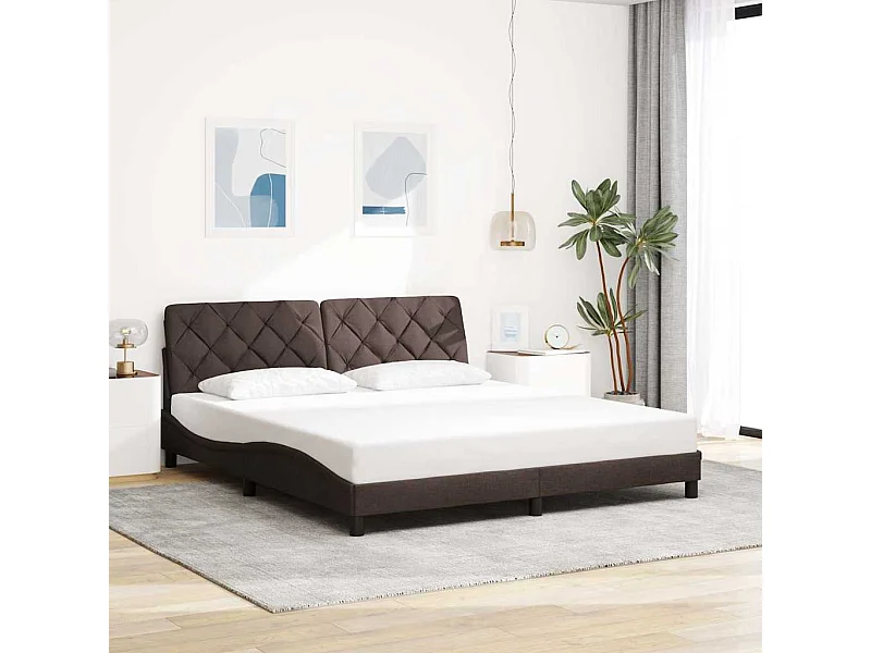Letto per adulti | Letto matrimoniale | Giroletto senza Materasso Marrone Scuro 180x200 cm Tessuto