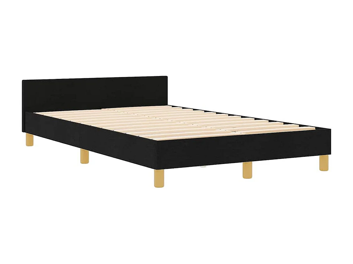 Lit simple | Lit adulte, enfant | Cadre de lit avec tête de lit Noir 120x190 cm tissu
