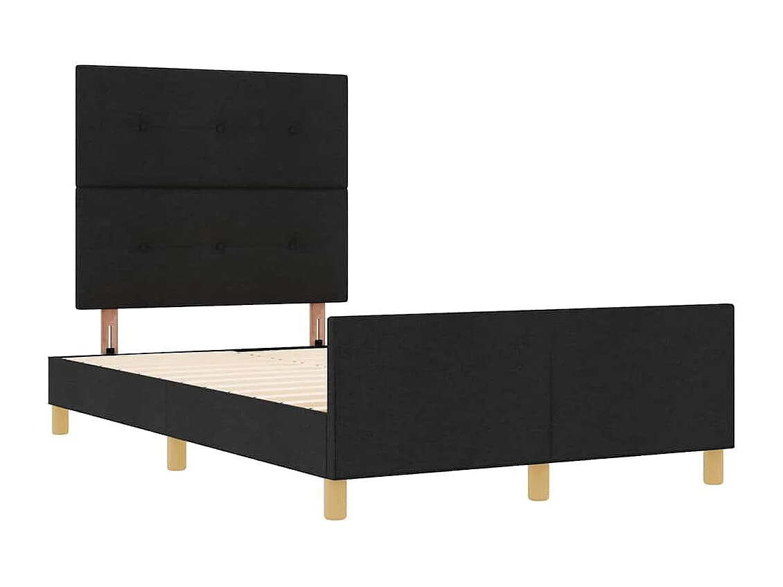 Lit simple | Lit adulte, enfant | Cadre de lit avec tête de lit Noir 120x190 cm tissu