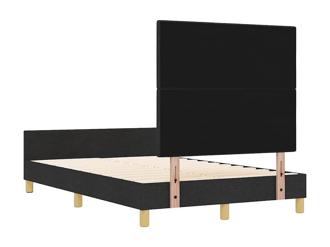 Lit simple | Lit adulte, enfant | Cadre de lit avec tête de lit Noir 120x190 cm tissu