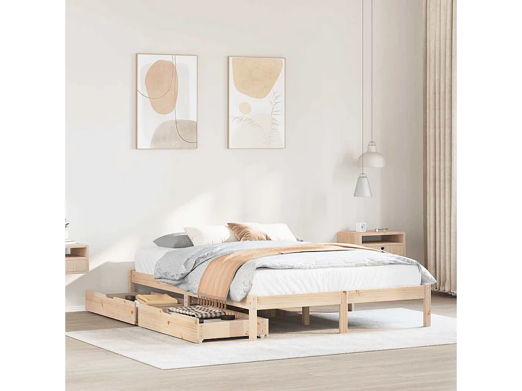 Letto singolo | Giroletto | Letto senza Materasso 120x190 cm in Legno Massello di Pino