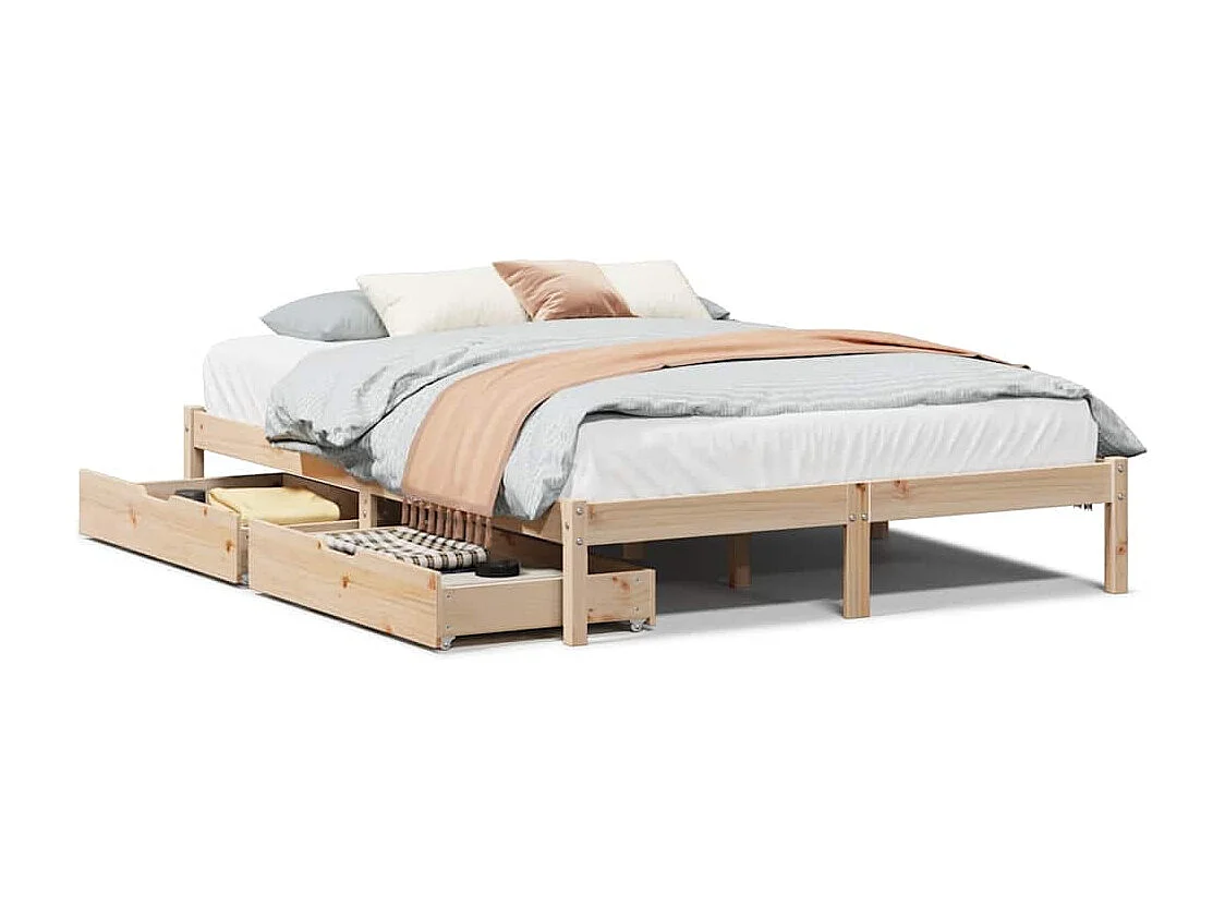 Letto singolo | Giroletto | Letto senza Materasso 120x190 cm in Legno Massello di Pino
