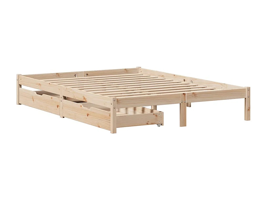 Letto singolo | Giroletto | Letto senza Materasso 120x190 cm in Legno Massello di Pino