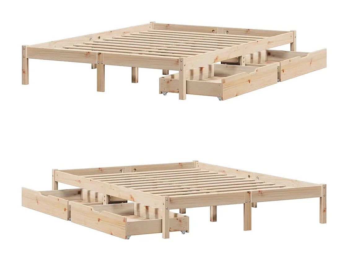 Letto singolo | Giroletto | Letto senza Materasso 120x190 cm in Legno Massello di Pino