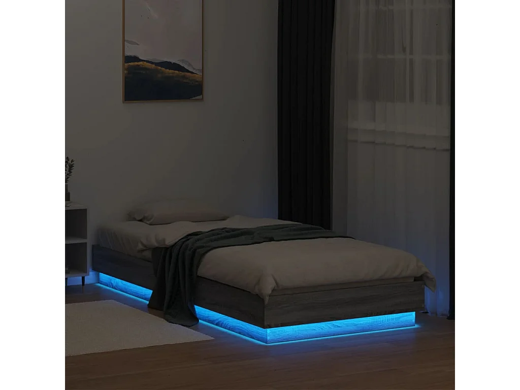 Lit simple | Lit adulte, enfant | Cadre de lit avec lumières LED 100x200 cm