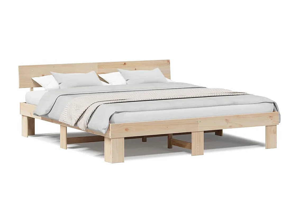 Lit double | Lit adulte | Cadre de lit Marron 180x200 cm Bois massif en pin